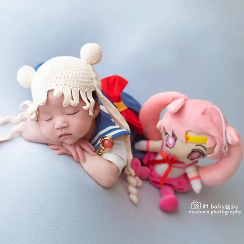 Handmade Knitted Sailor Moon Dress Set - Newborn Photography Props - Image 2